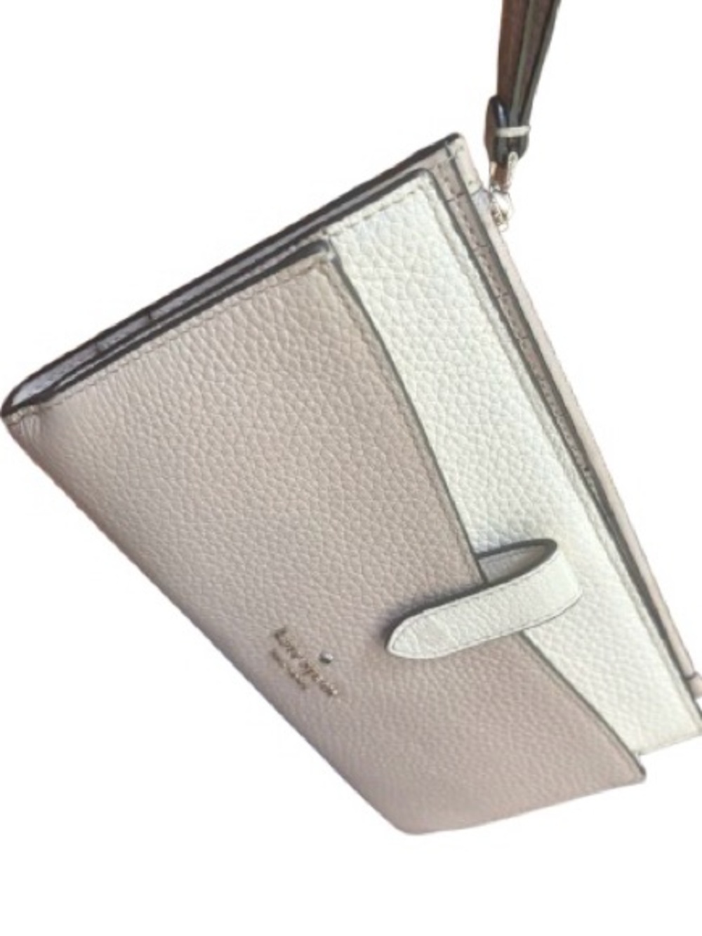 Kate Spade Cream and Tan Pebbled Leather Wristlet